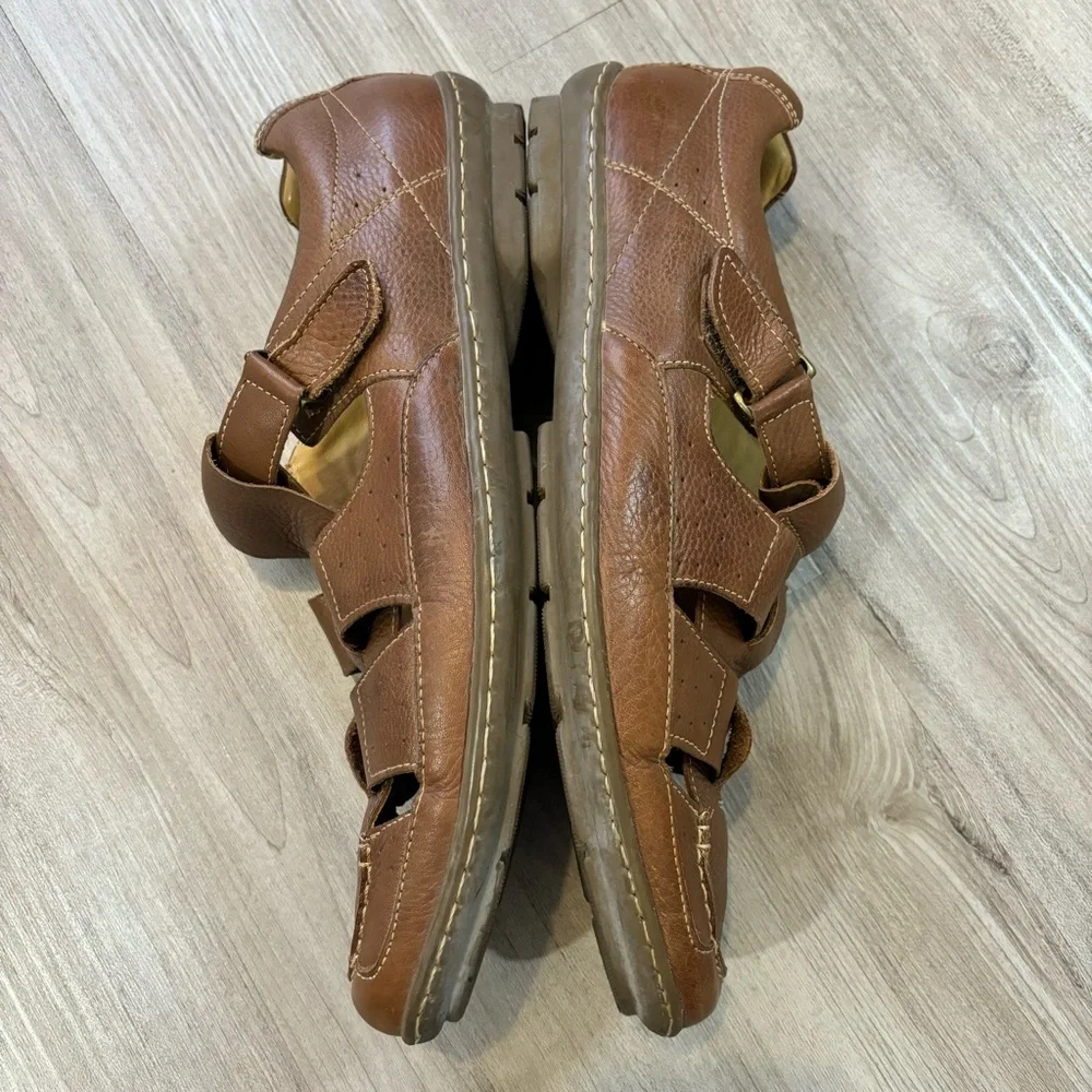 Sandro Comfort Soft Gel Casual Shoes #100035 Brown Leather Mens Size 12 D Sandal
